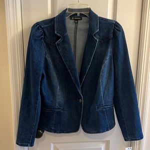 INC International Concepts NWT Puff Sleeve Denim Blazer